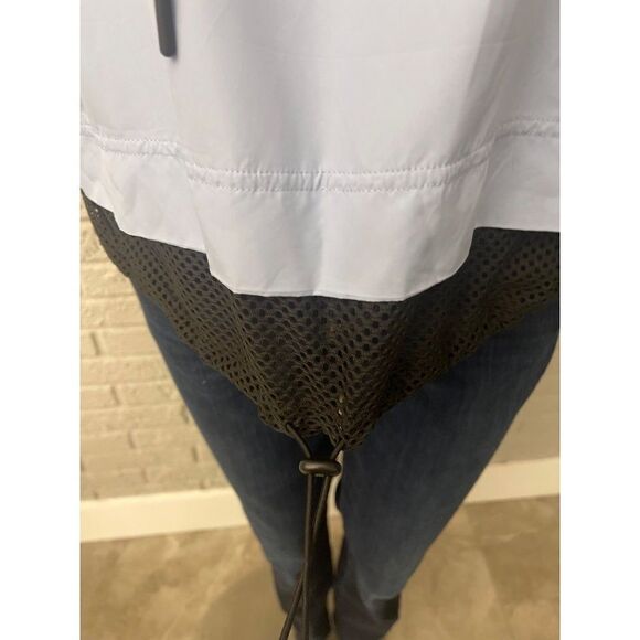 MTA Sport Blue Black Mesh Hemline Hooded Windbreaker Size L - Picture 4 of 10